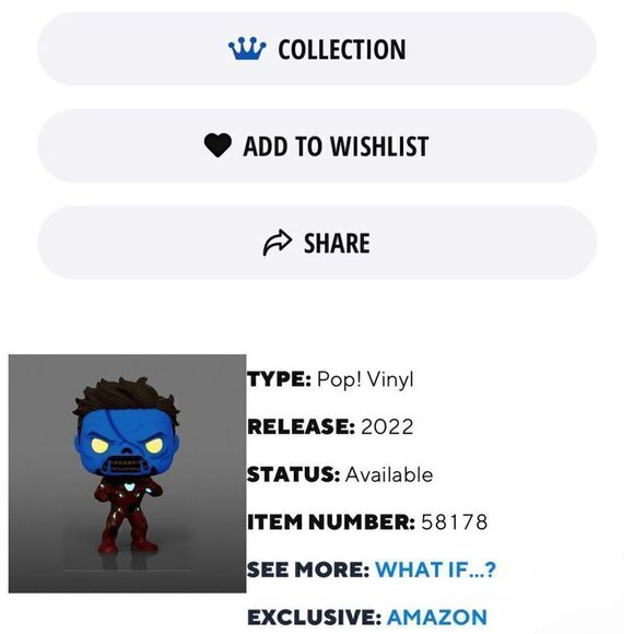 Funko Other - WHAT IF.?
ZOMBIE IRON MAN (GLOWS IN
THE DARK)